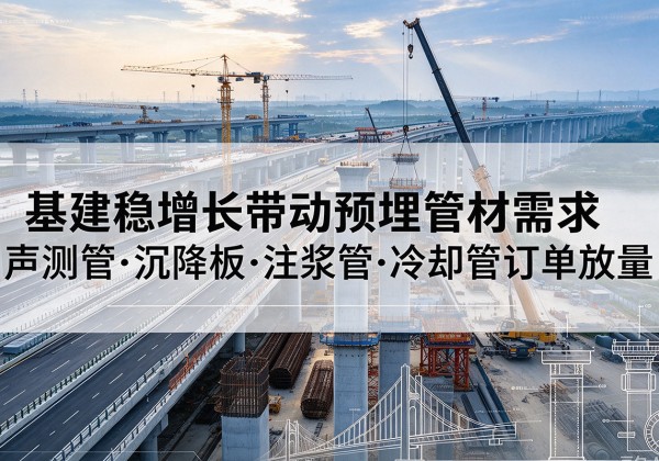 鹿城基建稳增长带动预埋监测管材需求，声测管、沉降板、注浆管订单持续放量